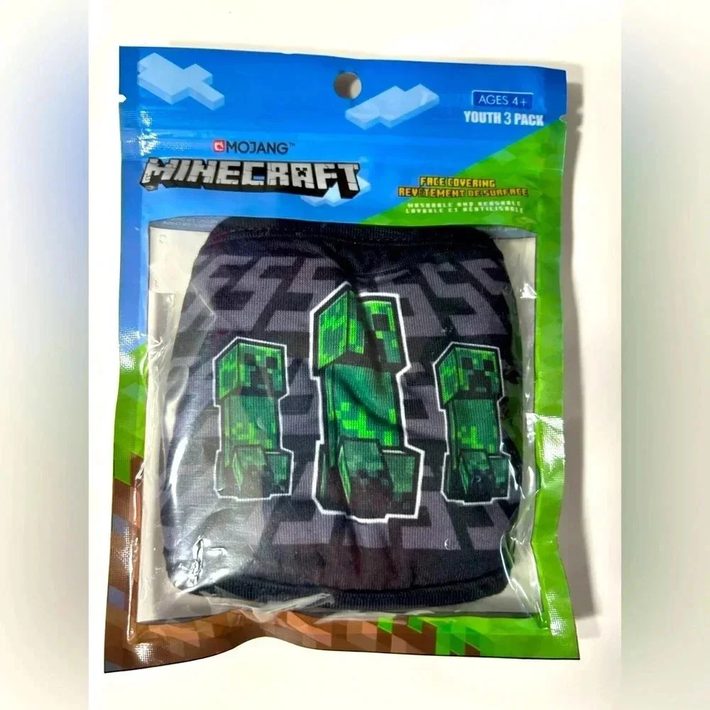Minecraft -  Youth 3 Pack of Washable & Reusable Masks - BNIP 🧱🟩